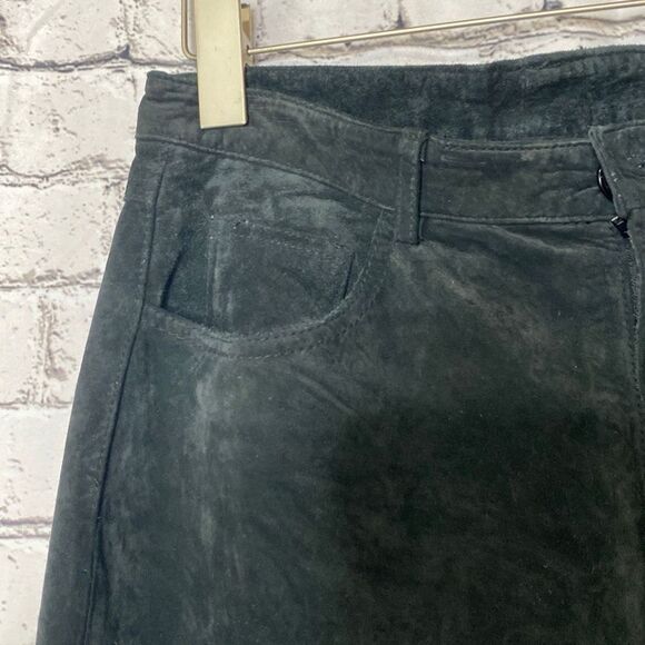 Brandon Thomas Suede Leather Straight Leg Lined Pants Black Size 6‎ - Picture 6 of 12